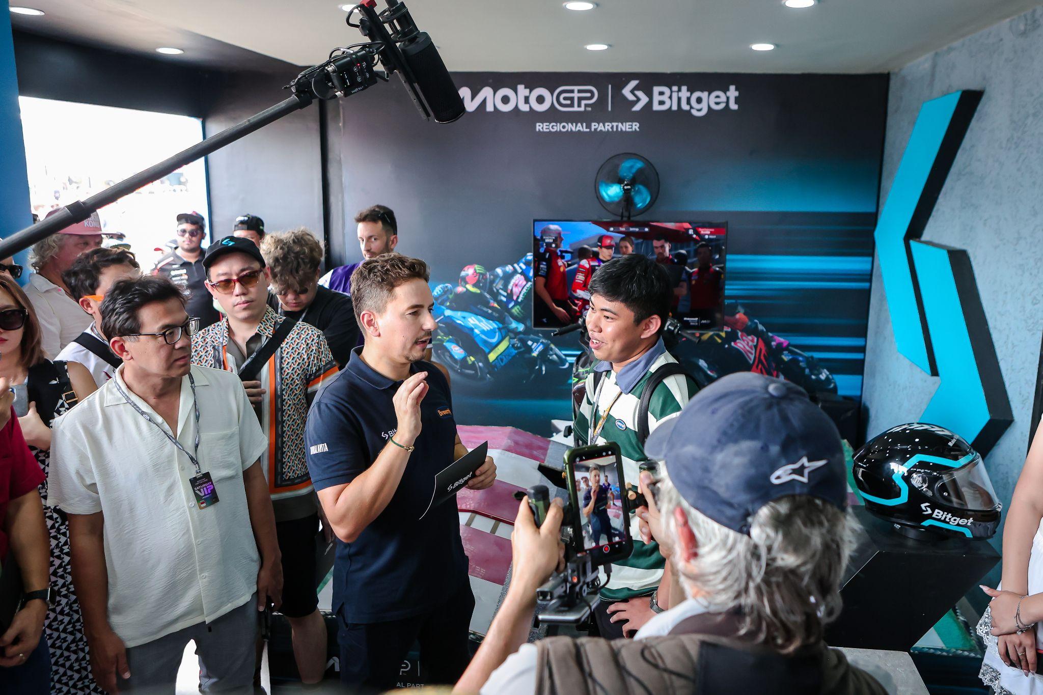 Jorge Lorenzo at the MotgoGP Bitget booth