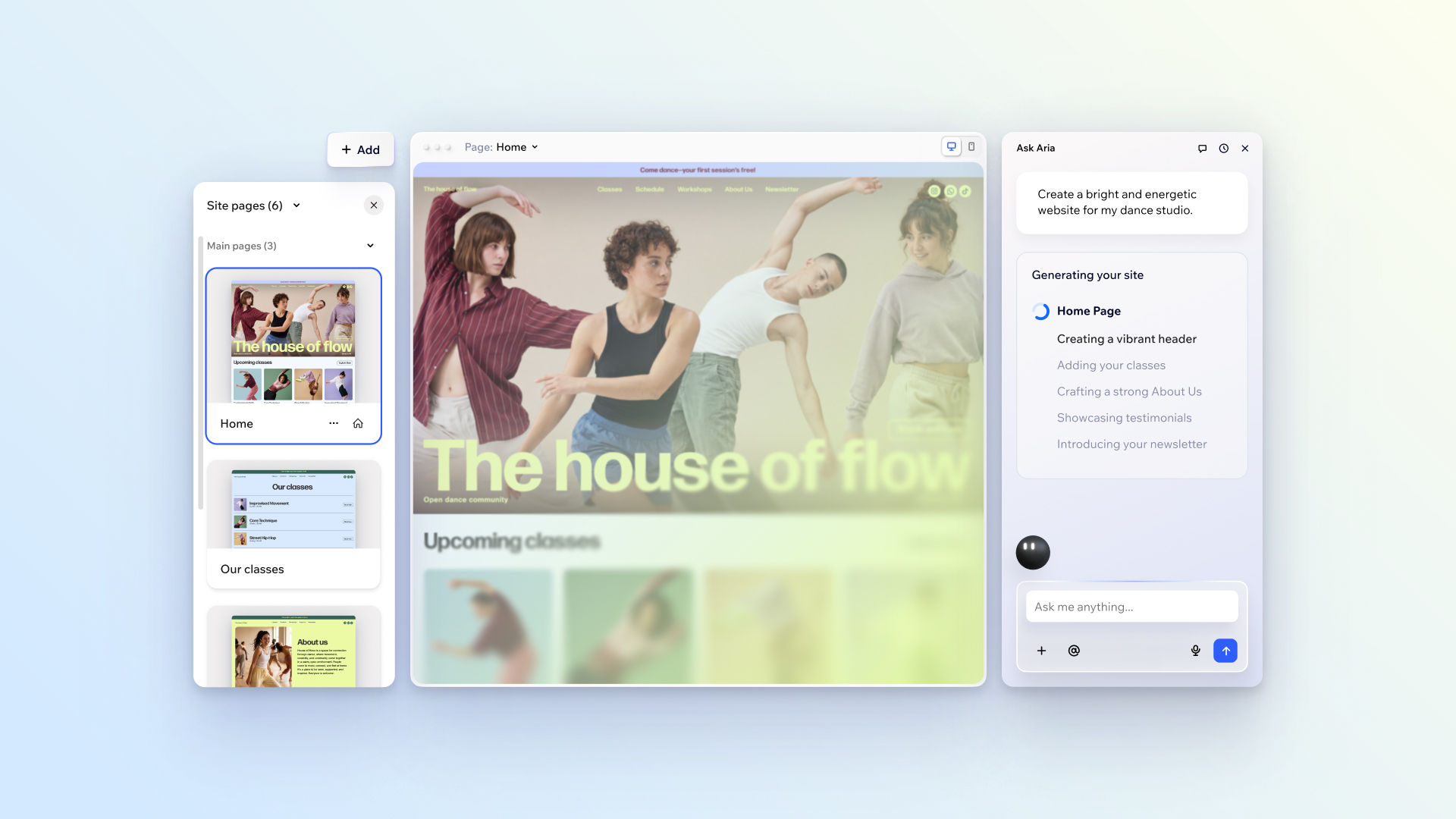At the heart of Wix Harmony is Aria, an AI agent specialized in building high‑quality websites.