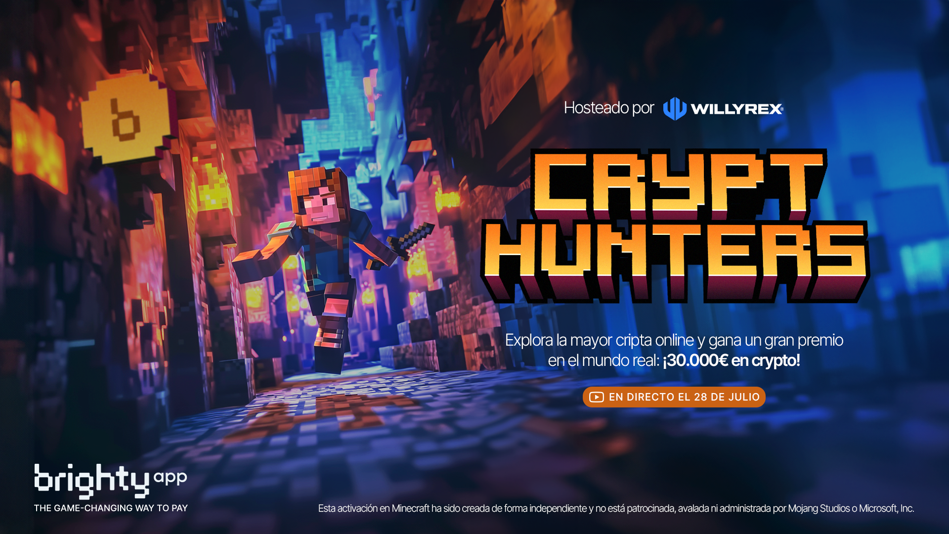 ¡Brighty App se Asocia con Willyrex para un Concurso de Minecraft con Premios en Bitcoin!