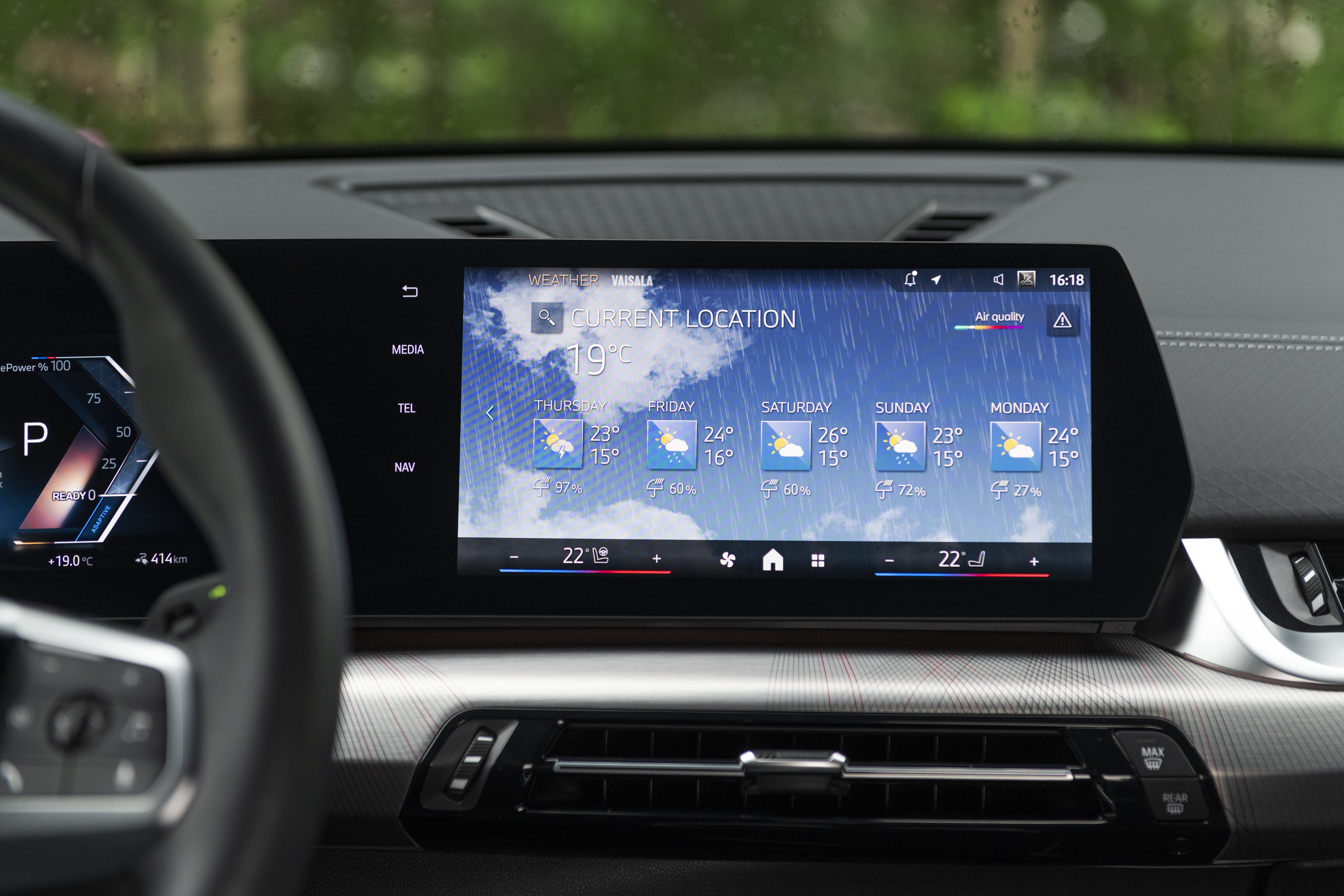 Vaisala Xweather weather and air quality data on BMW car infotainment system