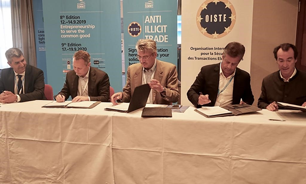 Photo representatives from OISTE.ORG, SUCAFINA, PMI Internacional, WISeKey and Zermat Summit during the signing ceremony