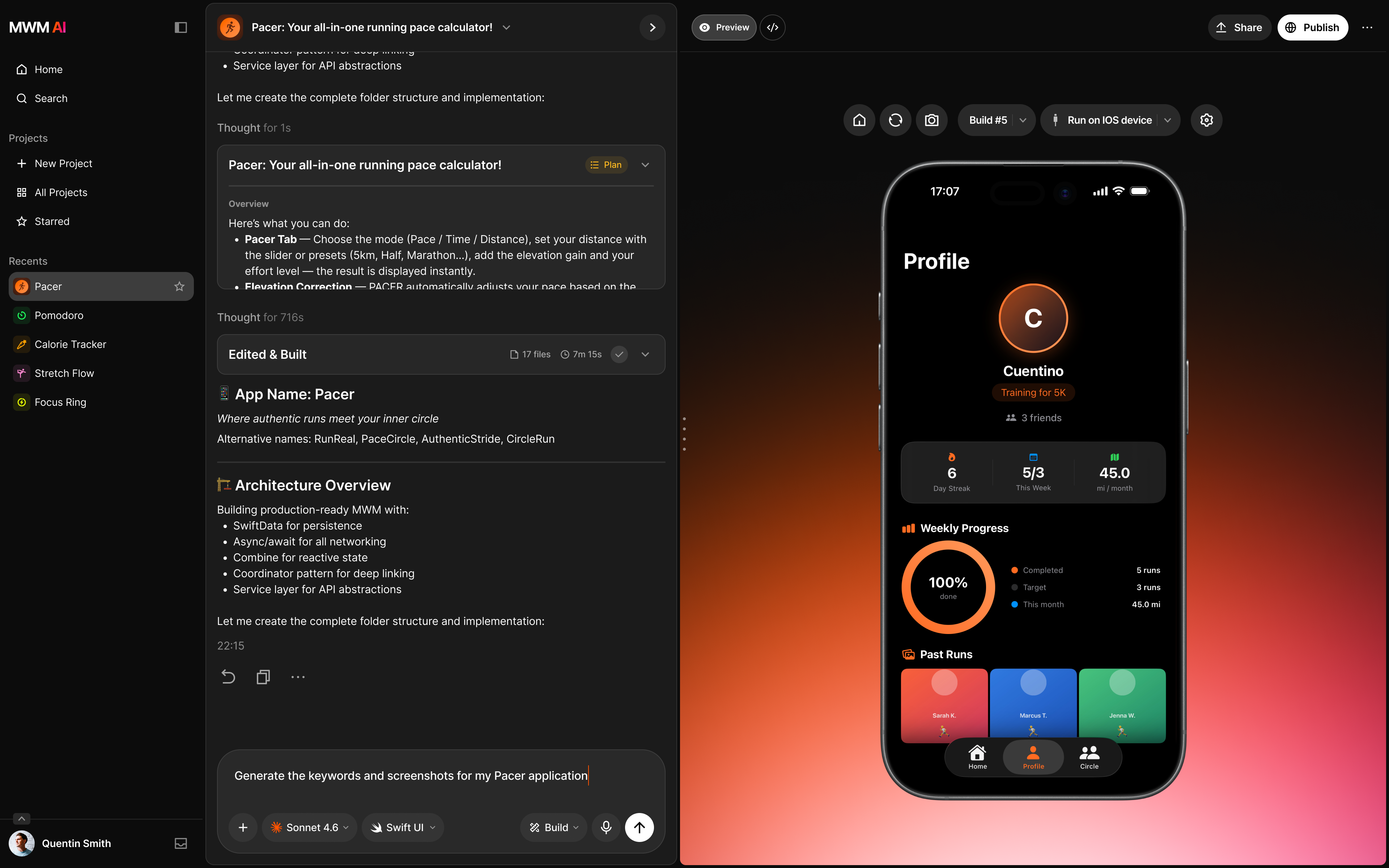 Capture d’écran de l’interface de la plateforme MWM AI