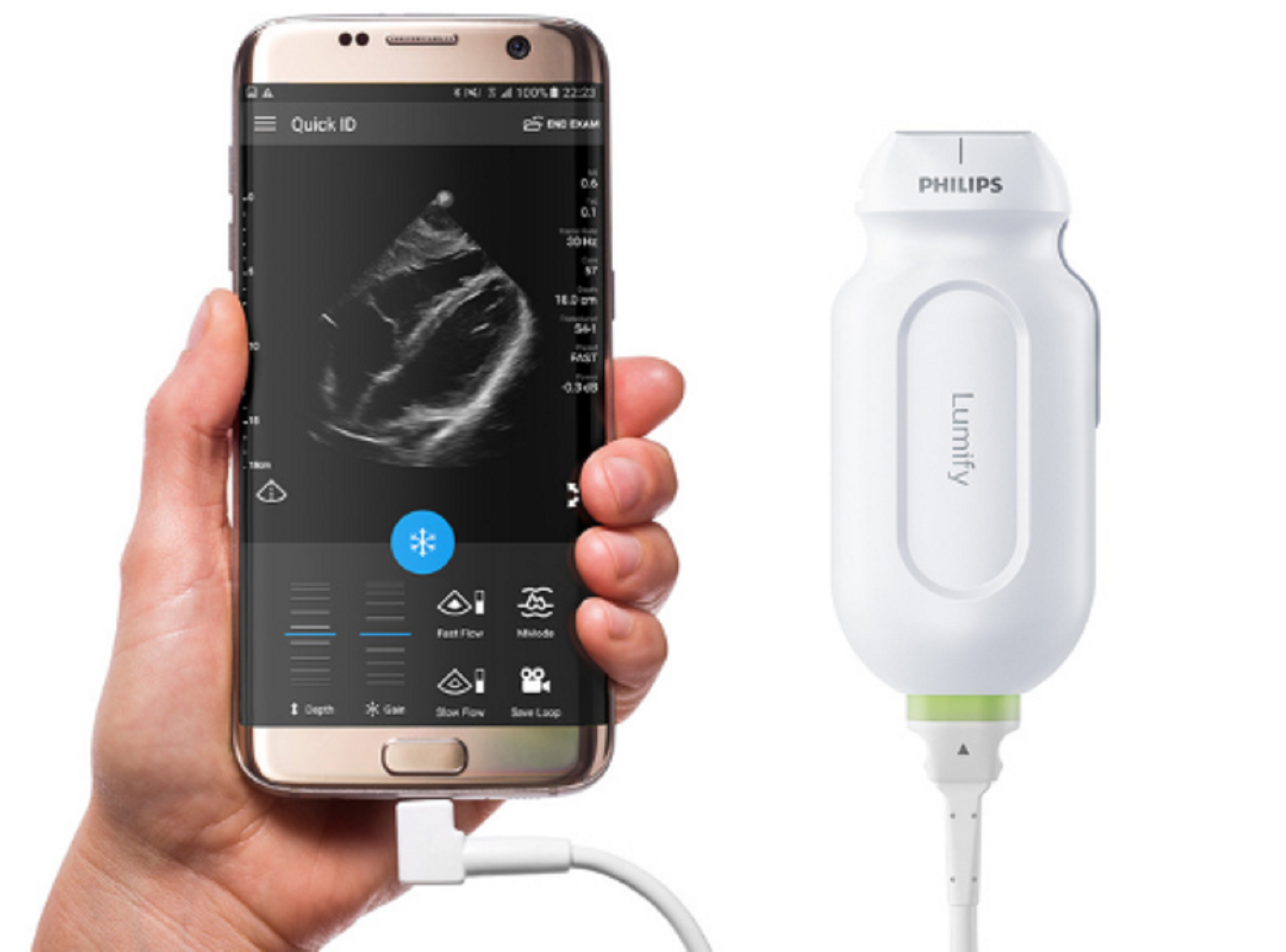 Product shot of Philips Lumify handheld ultrasound