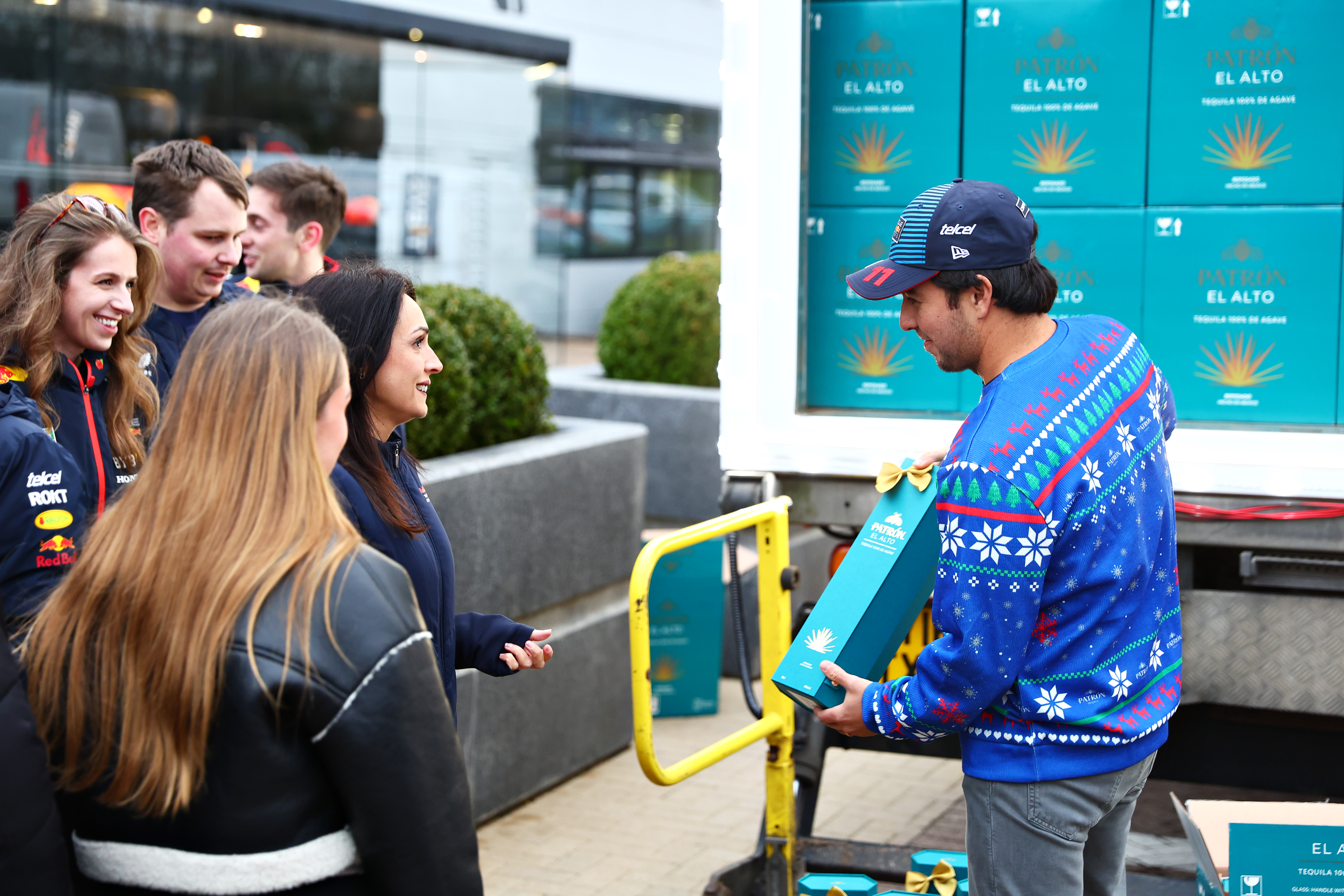 PATRÓN EL ALTO: SURPRISE: Checo Perez Surprises Oracle Red Bull Racing Team with PATRÓN EL ALTO Gifting