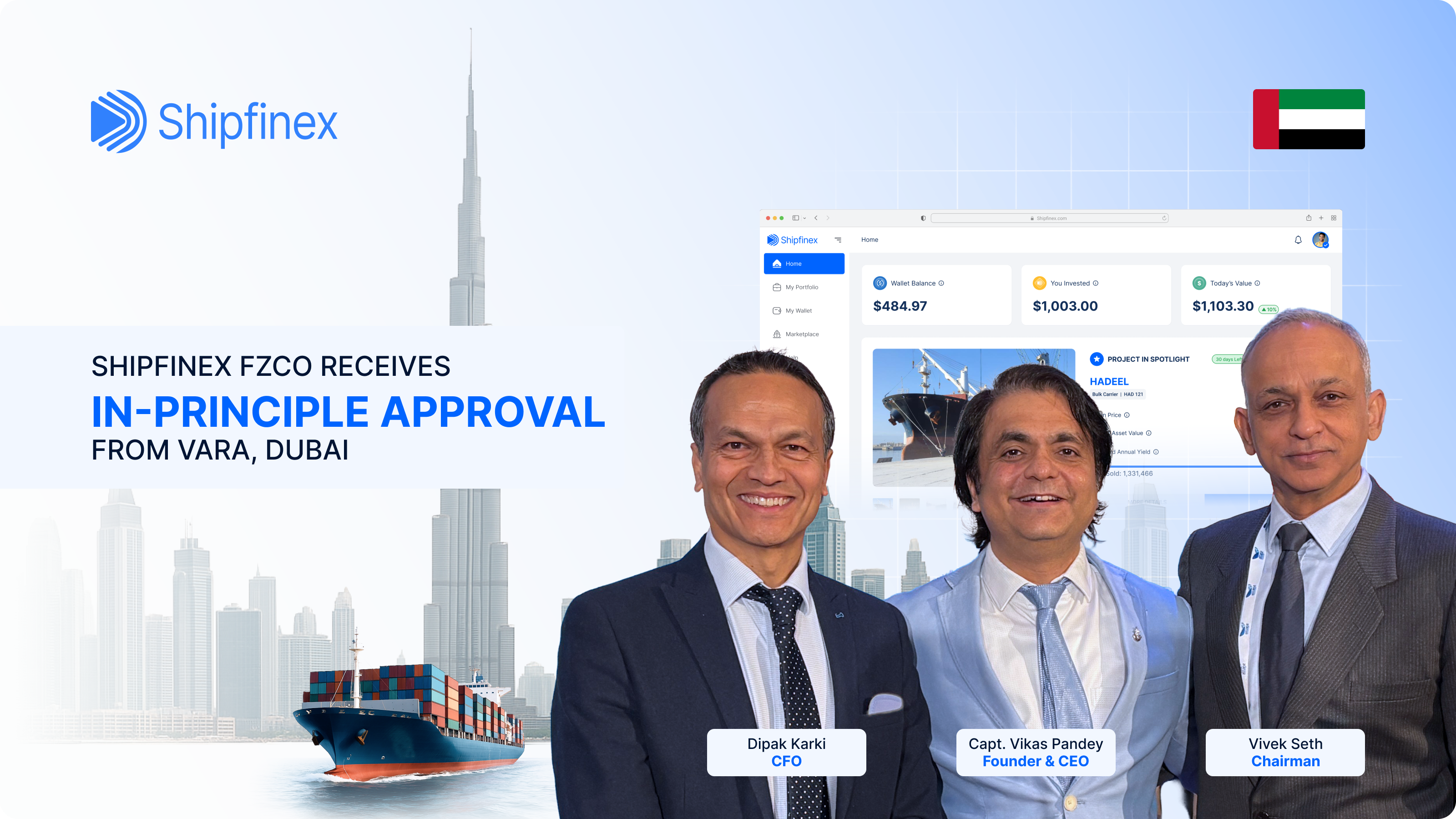 Shipfinex FZCO Secures In-Principle Approval from VARA for Virtual Asset Broker-Dealer License