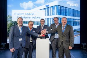 ITM opens new production facility:ITM COO, ITM Chairman of the Board, Minister of State, ITM CEO, Mayor Neufahrn