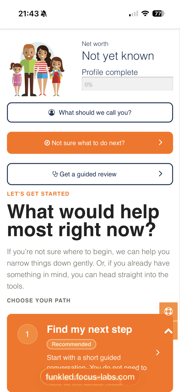 Easy to use, jargon free financial health check tool