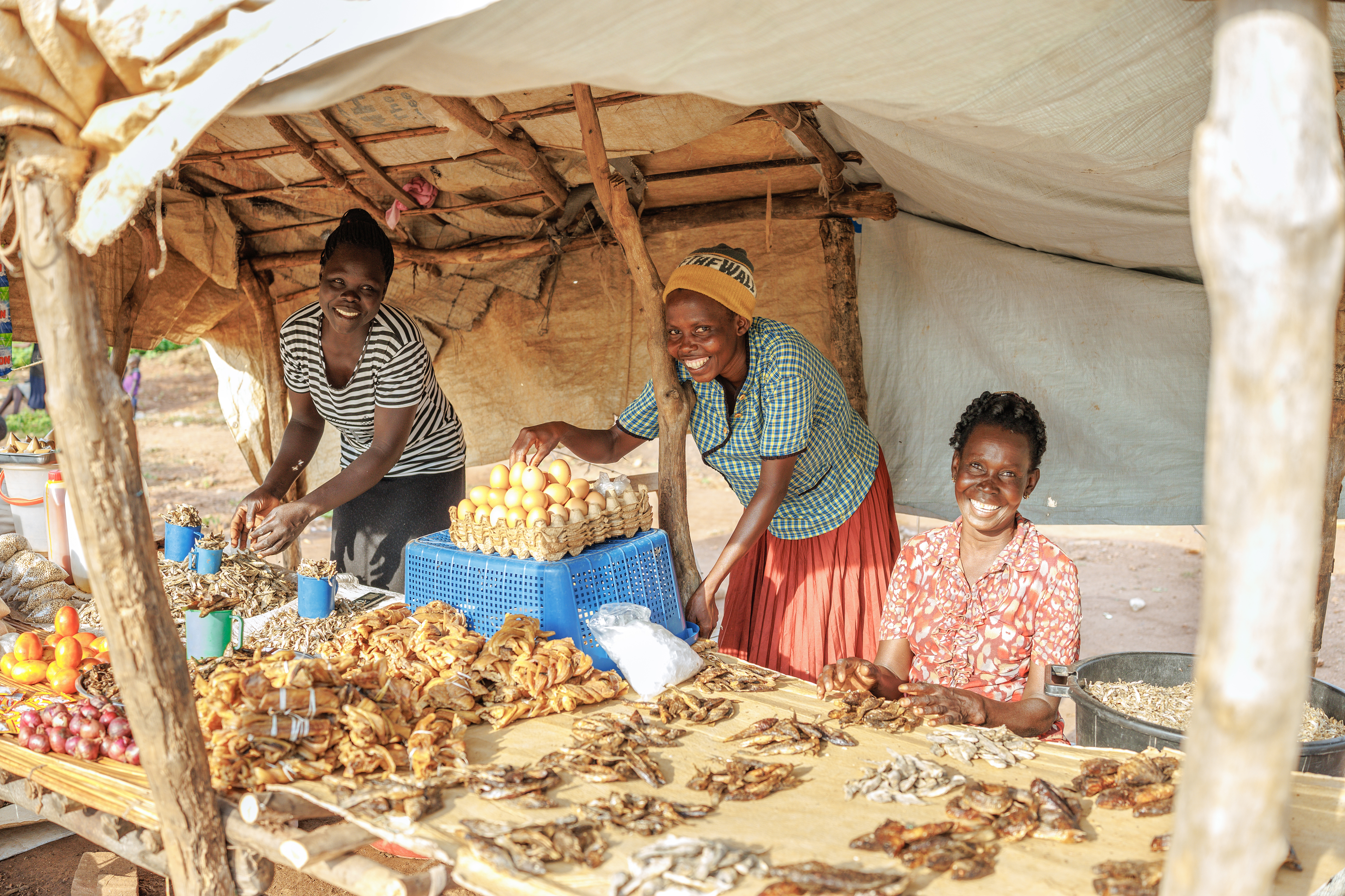 Mary selling goods at the market