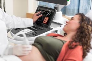 Obstetrics ultrasound imaging shown on the EPIQ Elite