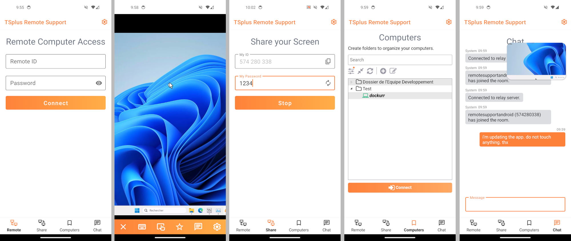 Enable seamless remote support connections directly from an Android device