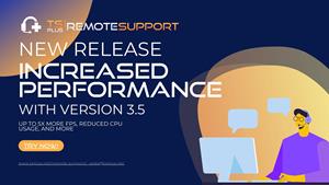TSplus banner titled "Remote Support New Release: Increased Performance"