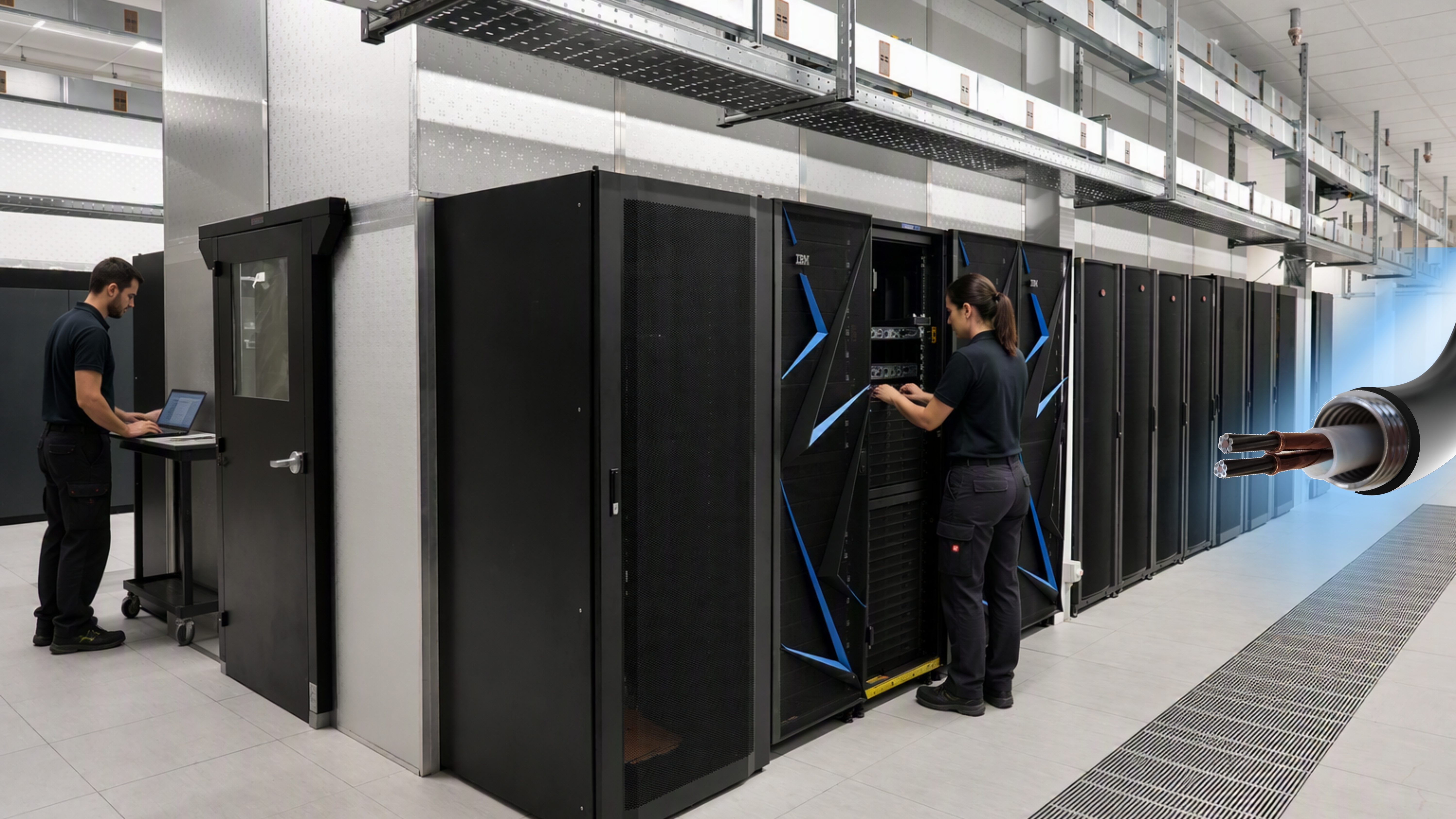 SURE: Pictures of MgB2 Superconducting zero losses energy transmission cable for data centre