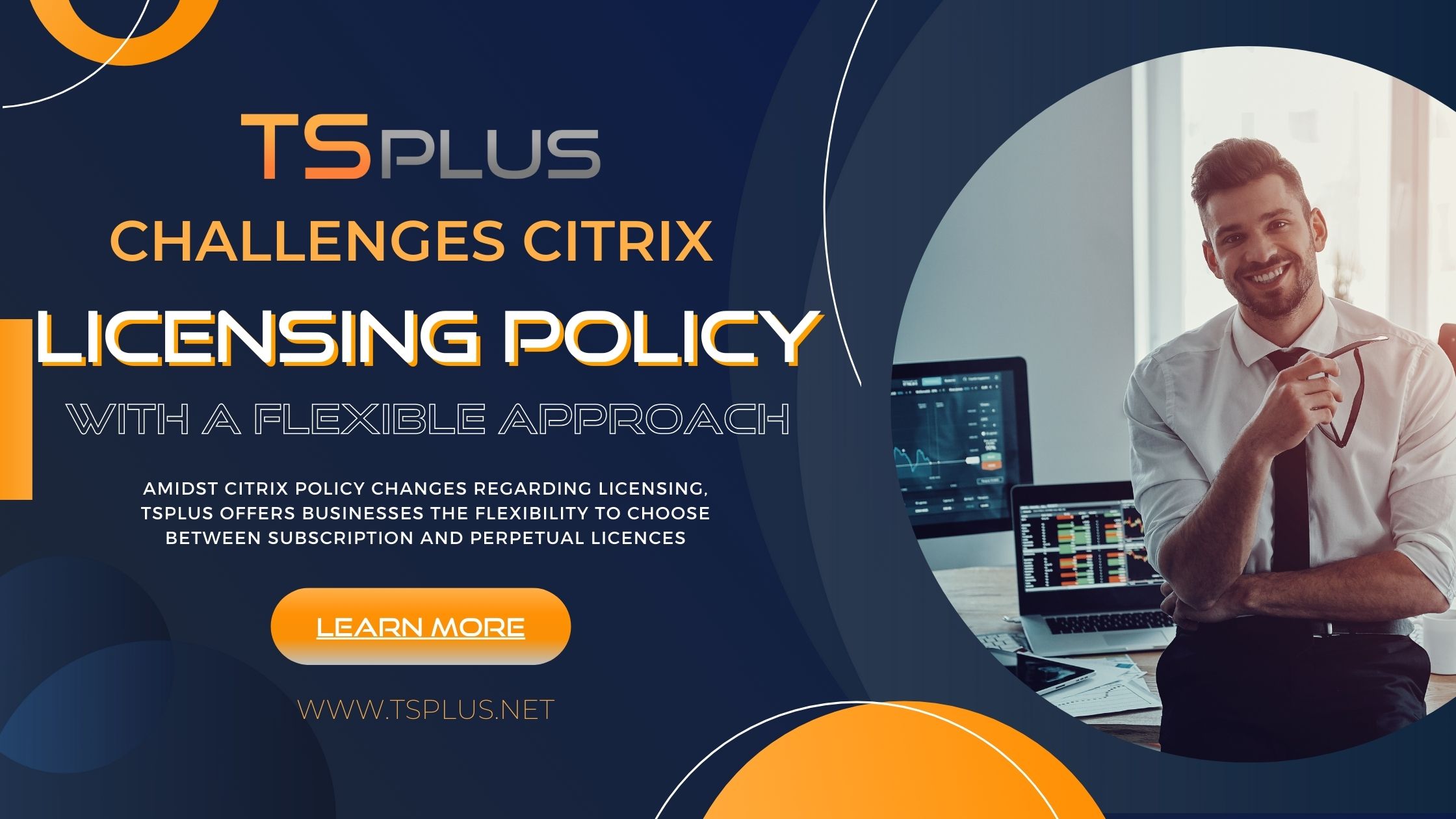 TSplus news visual titled "TSplus Challenges Citrix New Licencing Policy"