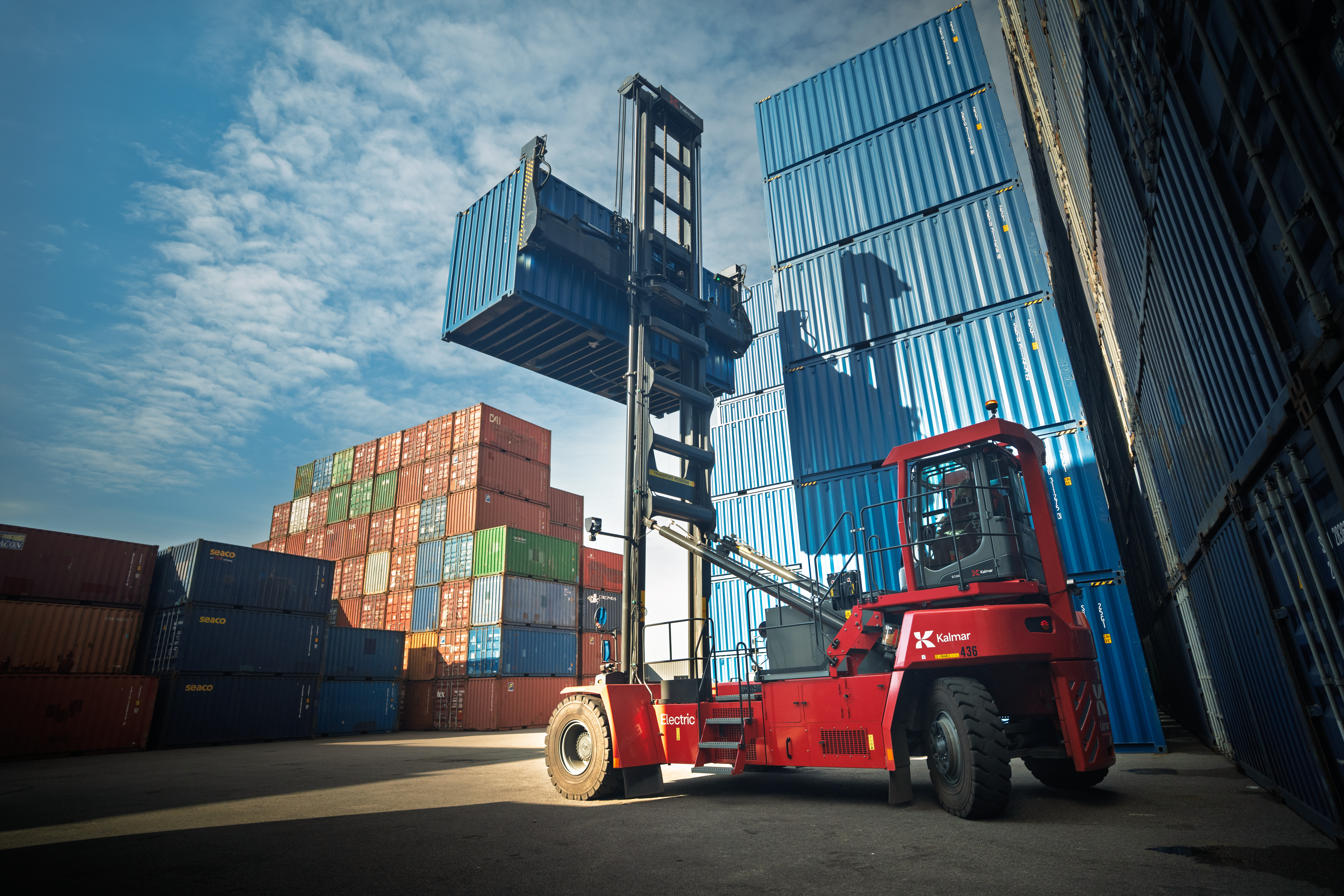 Kalmar electric empty container handler at Arnal France