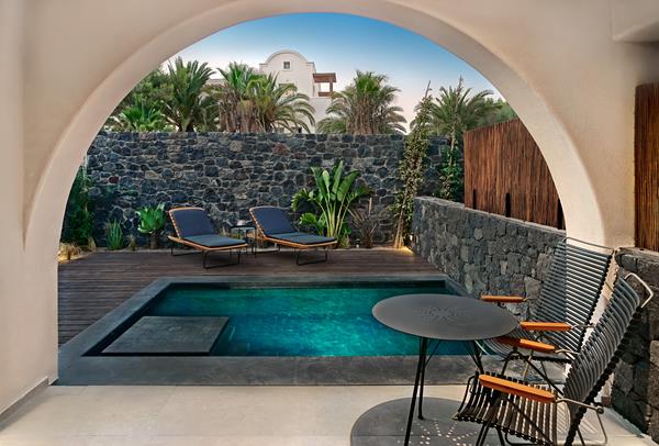 Radisson Blu Zaffron Resort Santorini room with plunge pool terrace