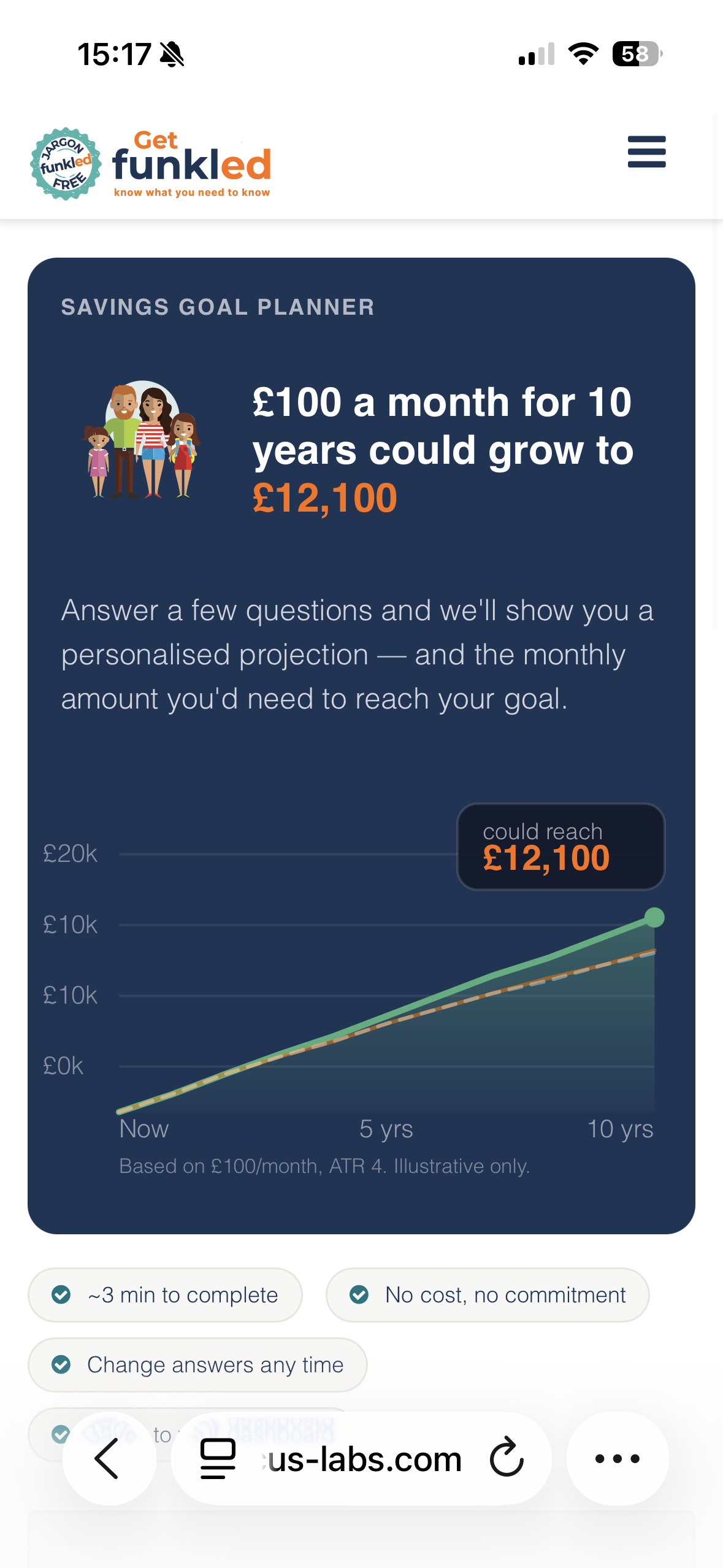personalised savings planner tool