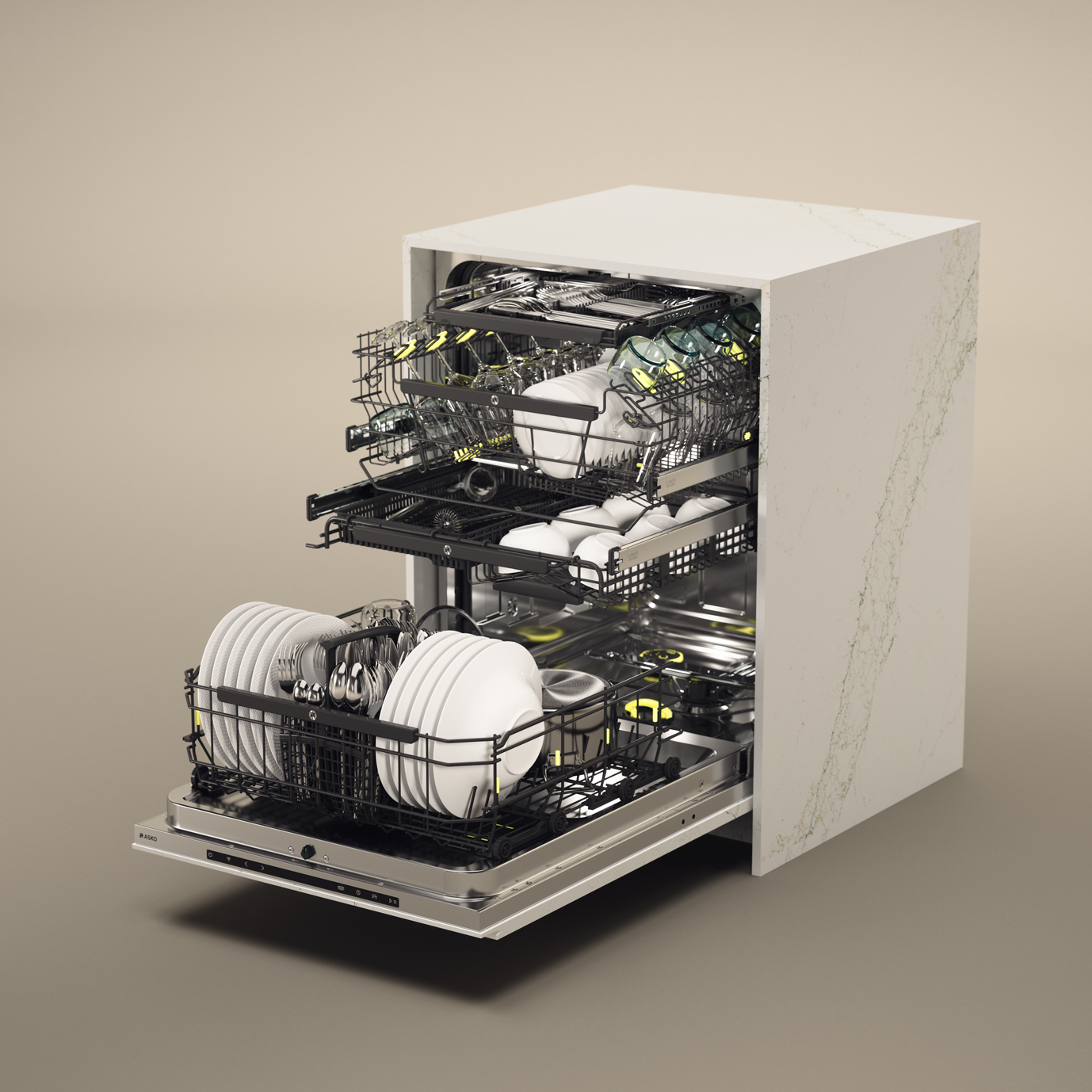 ASKO DW60 comes with up to four basket levels 