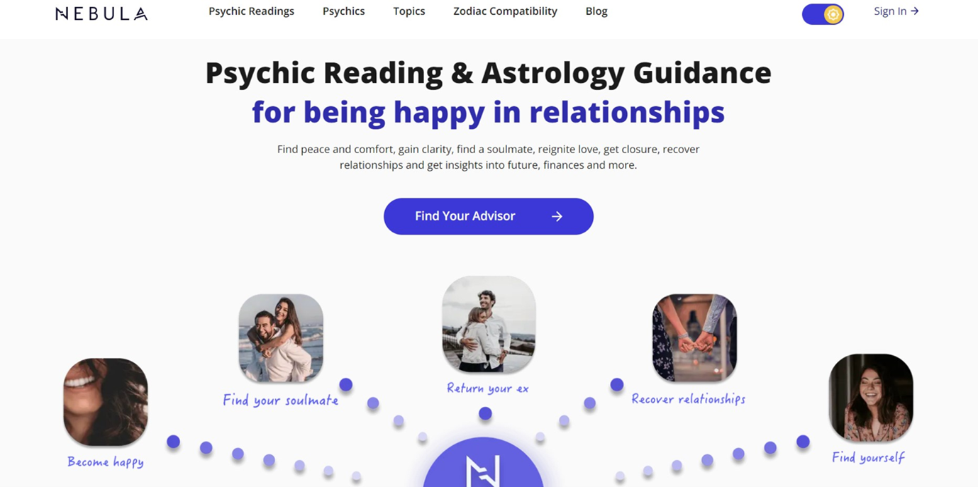 Nebula website for psychic reading & astrology guidance