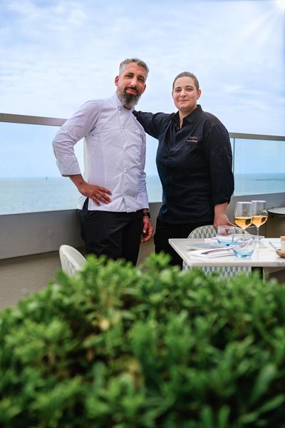 Julia Sedefdjian & David Rodriguez at Calade rooftop restaurant at Radisson Blu Hotel Nice