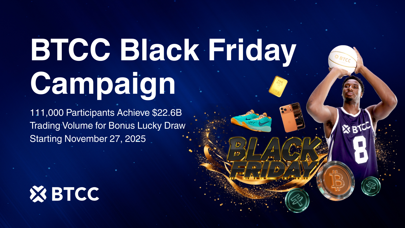 BTCC Black Friday Campaign: 111,000 Participants Achieve $22.6B Trading Volume for Bonus Lucky Draw Starting November 27, 2025