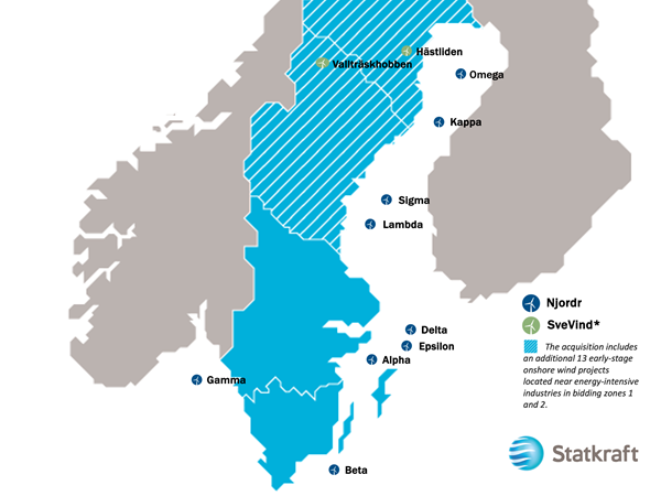 Map of projects in Sweden