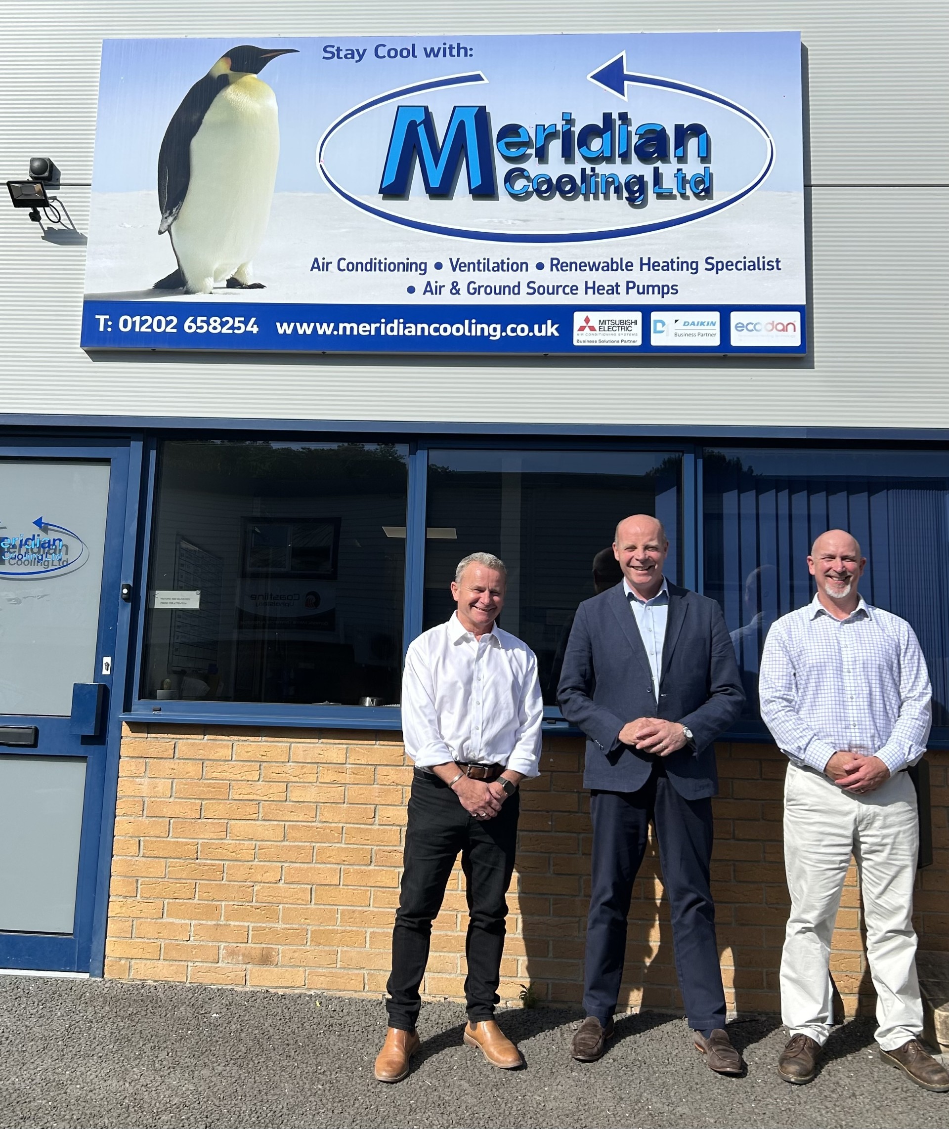 Simon Purches and Shaun De Feu from Meridian Cooling together with Ronnie Coutts, CEO of Nordic Climate Group UK & Ireland.