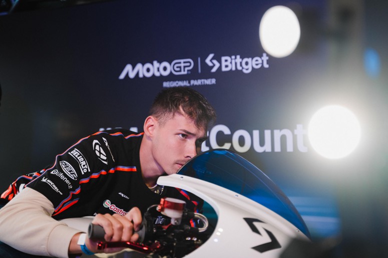 Bitget booth with Bitget motorcycle