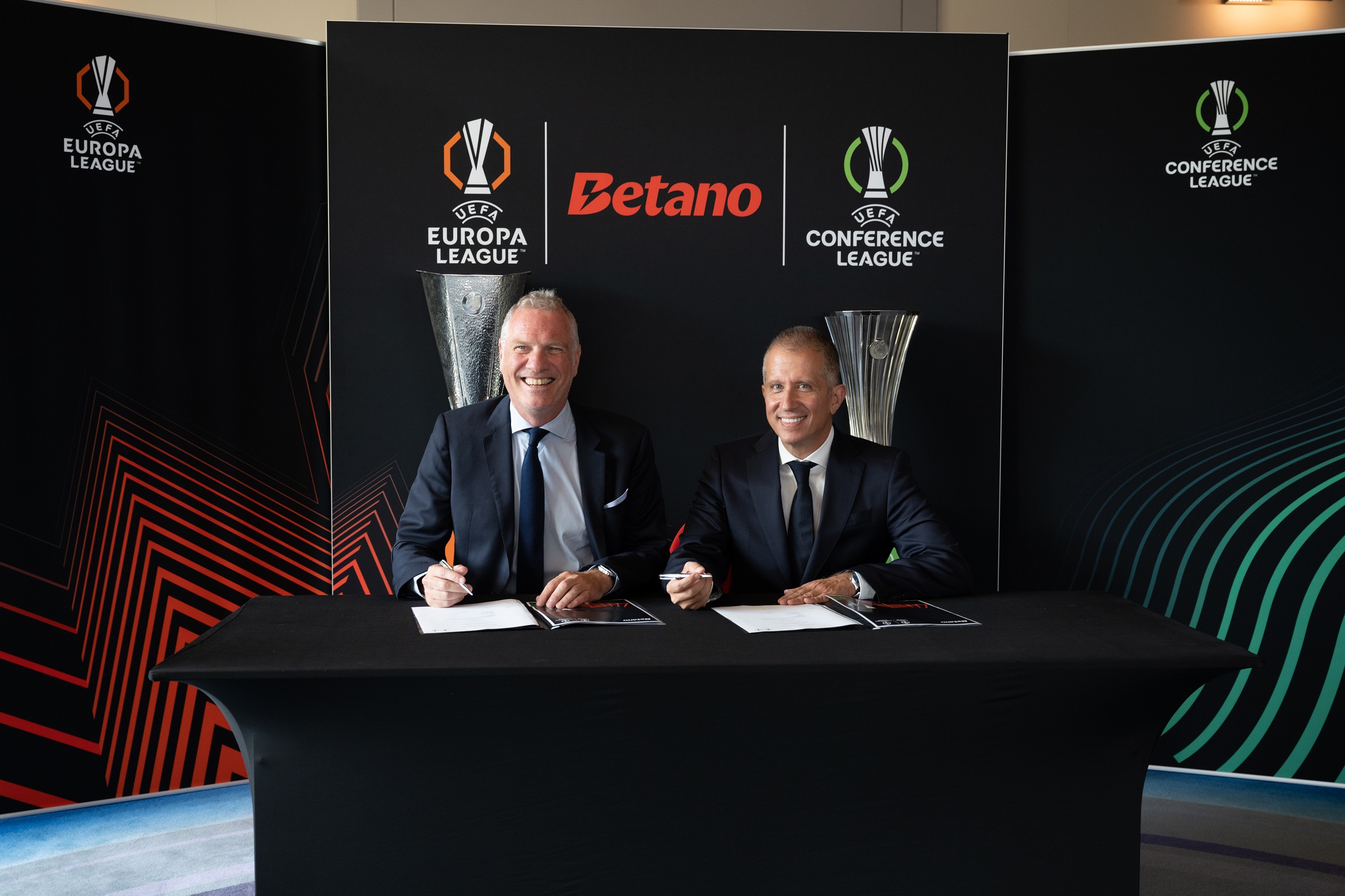 UEFA Marketing Director, Guy-Laurent Epstein, and Kaizen Gaming  Deputy CEO, Aris Dimarakis