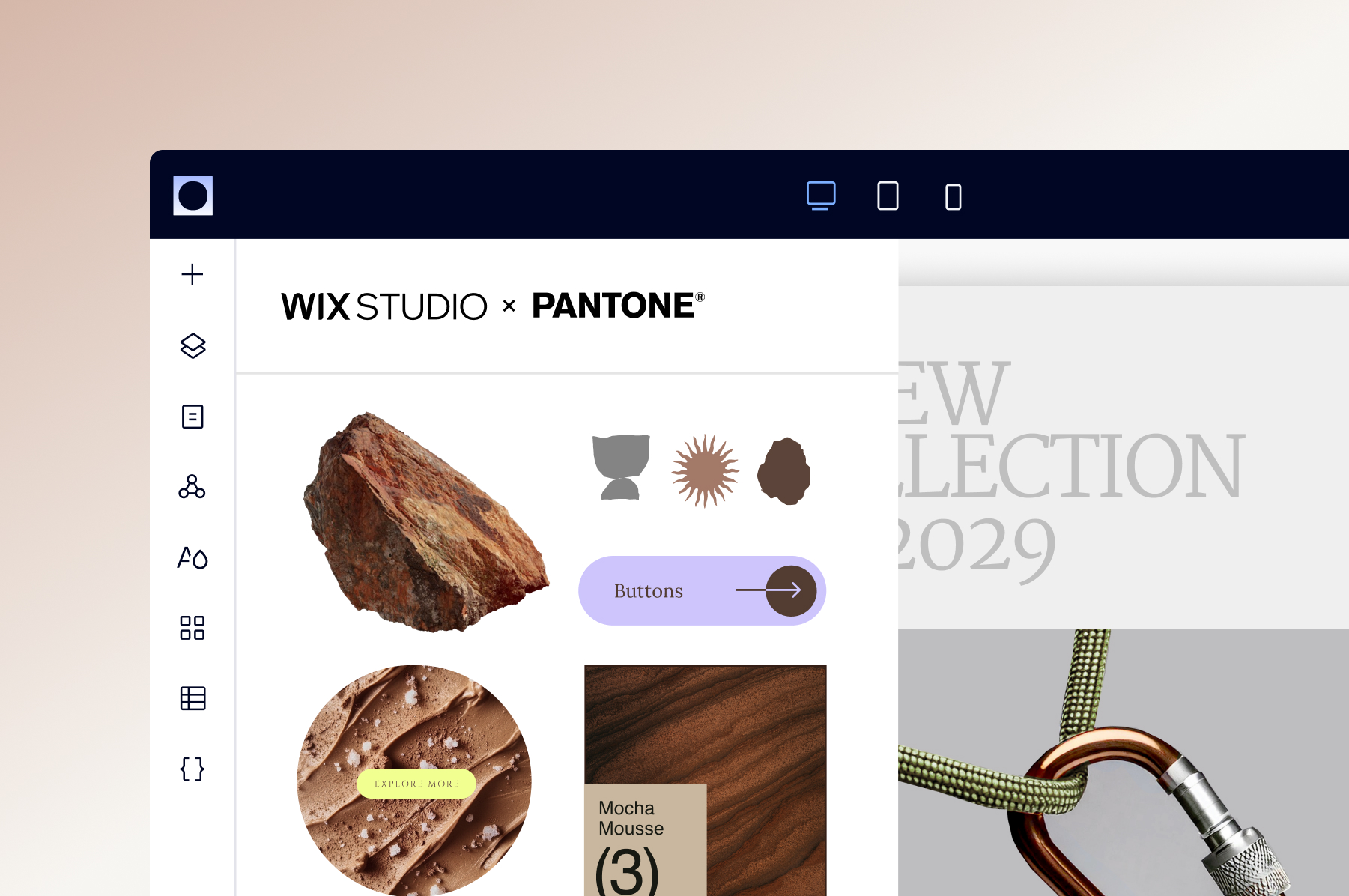 Wix Studio - web design assets inside the Studio editor