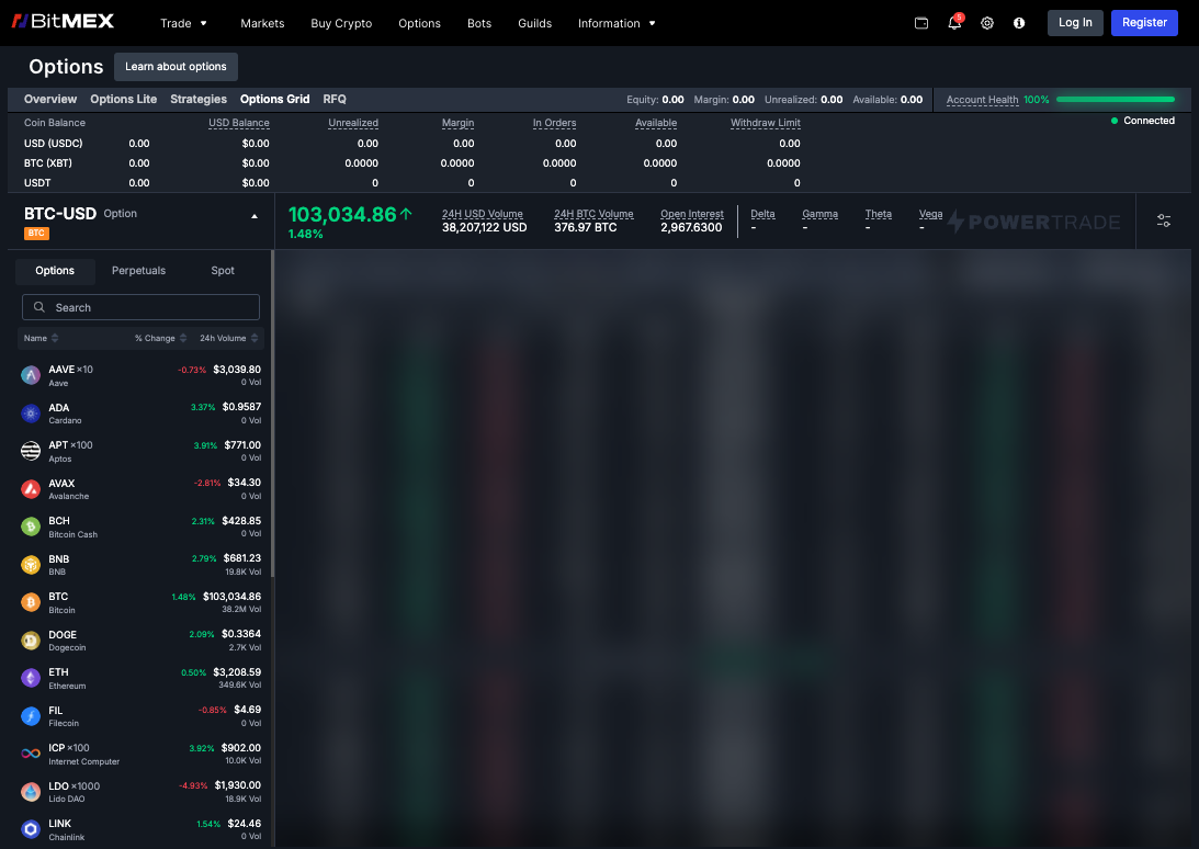 BitMEX Options User Interface