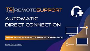 TSplus Remote Support Blog Banner Titled "Remote Support Automatic Direct Connection: Enjoy Seamless Remote Support Experience"