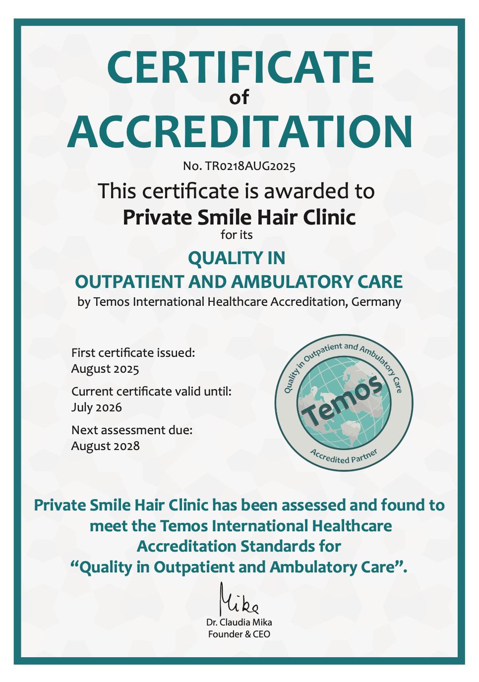 Certificate of Accreditation 