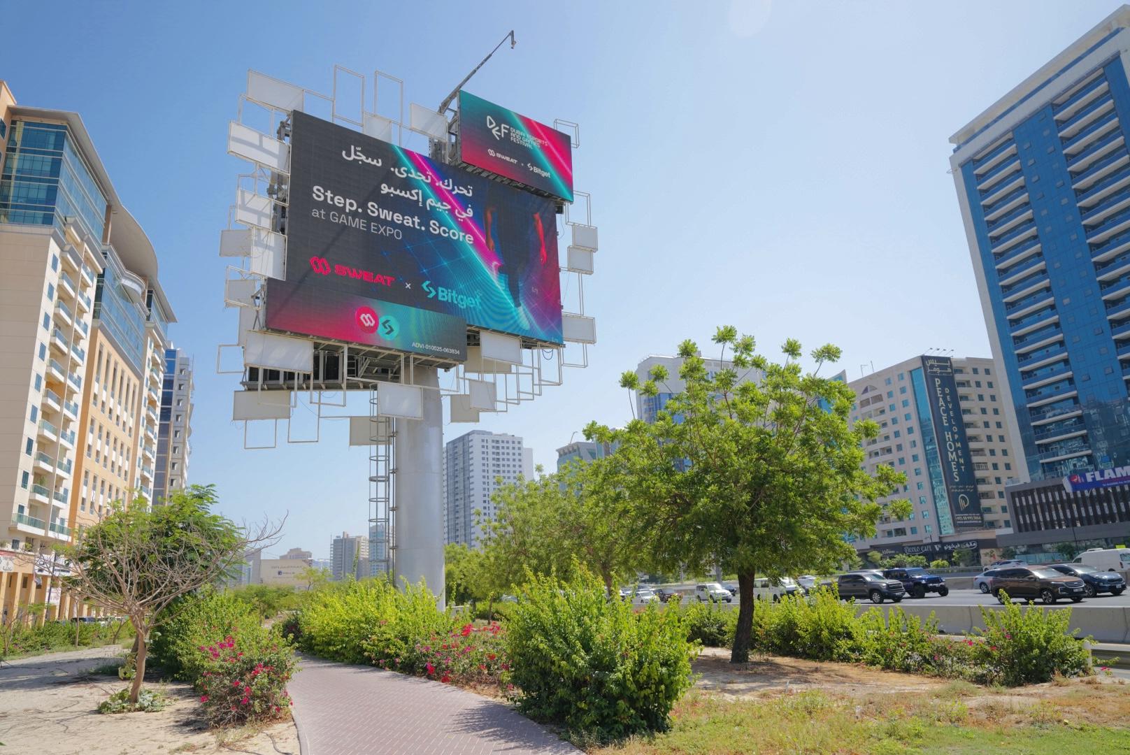 Sweat x Bitget Billboard in Dubai City
