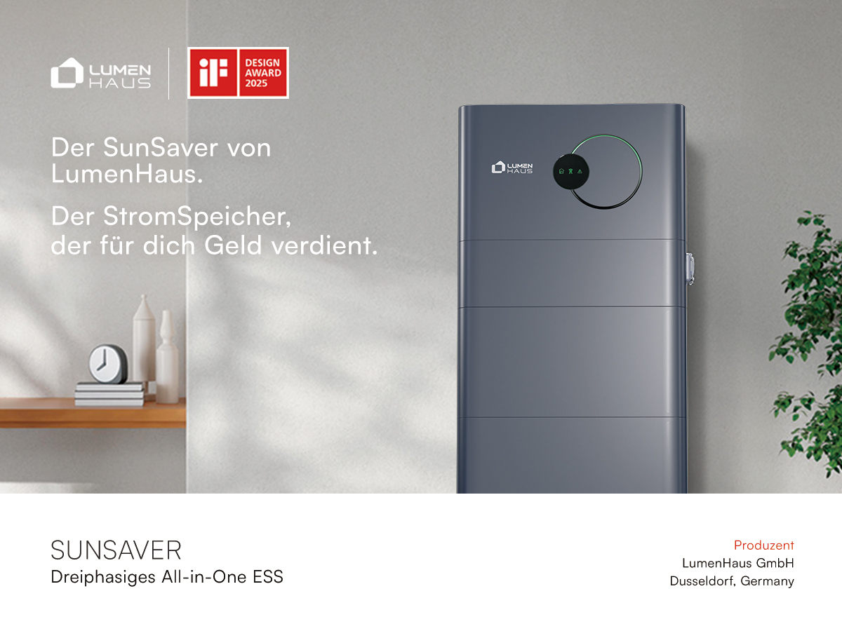 LumenHaus SUNSAVER All-in-One Home ESS Wins iF Design Award 2025