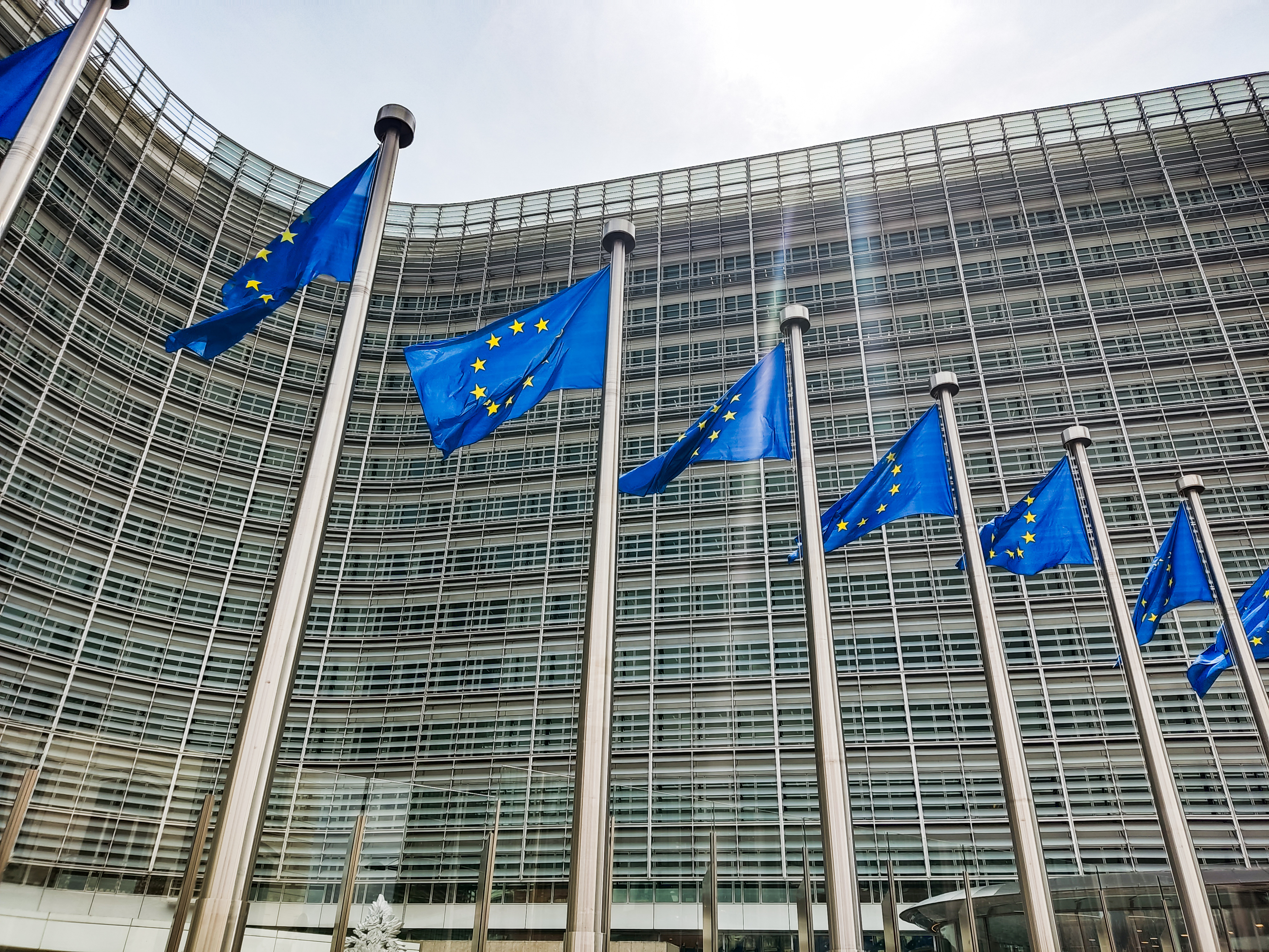 EU flags in front of the European Commission