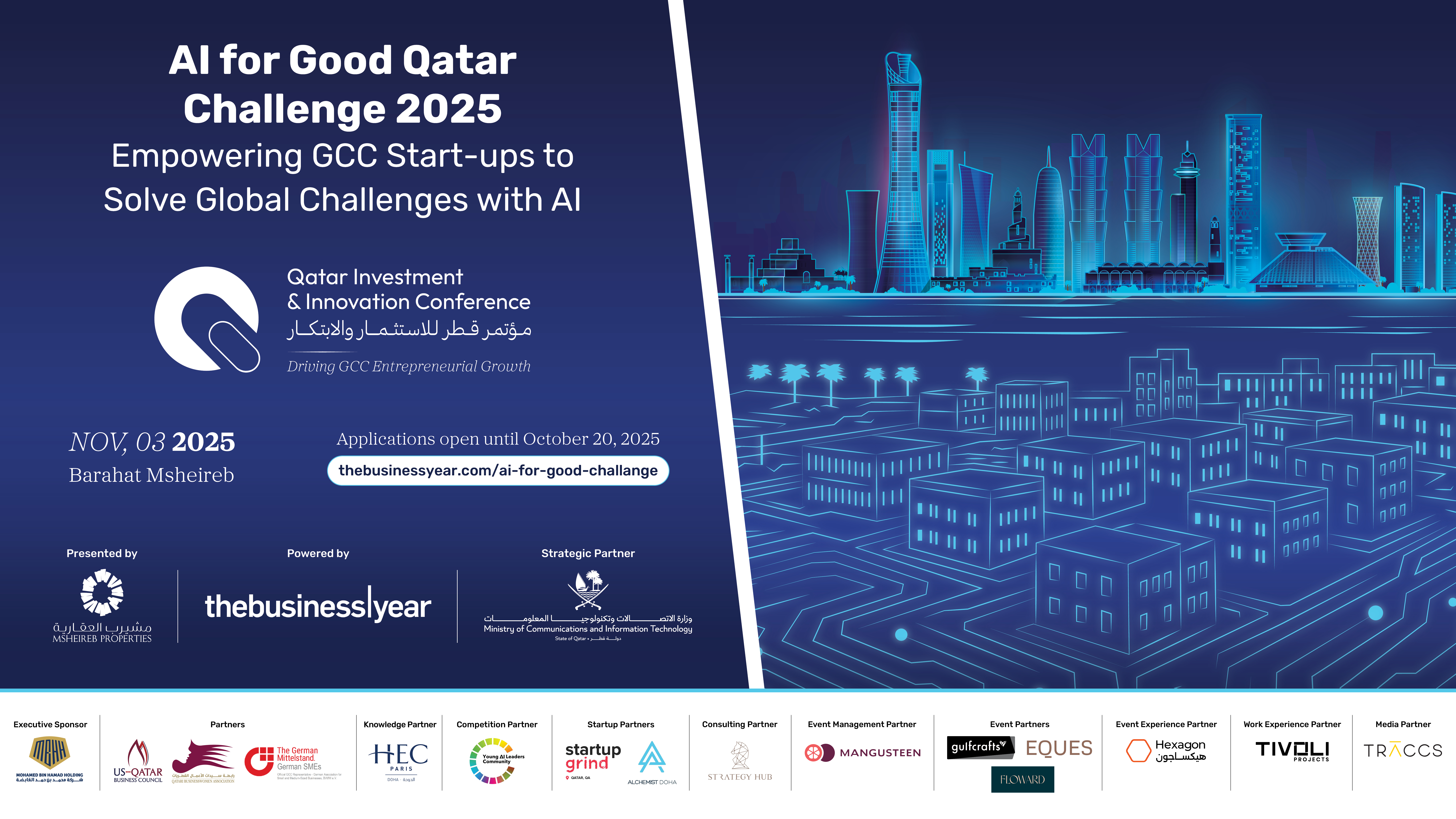 The Business Year (TBY), in collaboration with Msheireb Properties, is proud to announce the launch of the AI for Good Qatar Challenge in partnership with AI for Good YAILs Qatar.