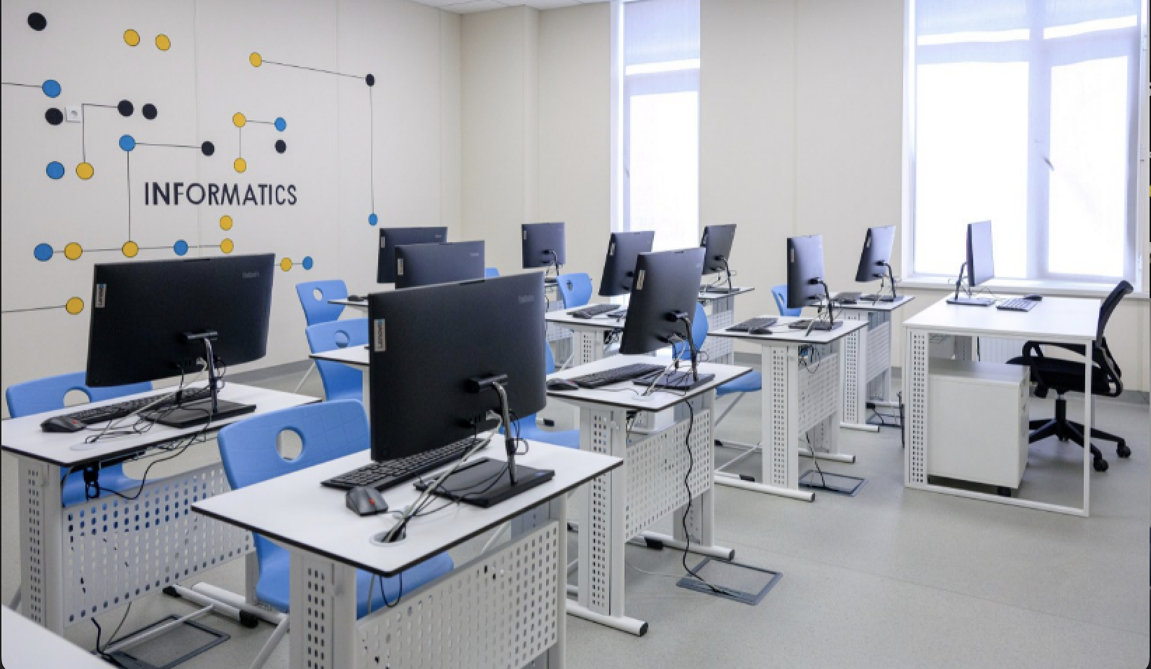 One of the computer labs in the newly constructed school.