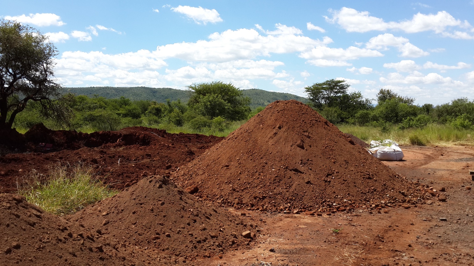 Tivani Mine site in Limpopo, South Africa, showing material and active site-development areas