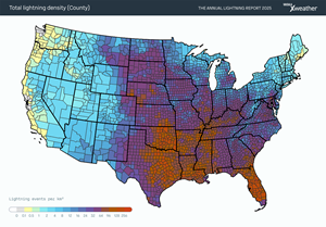 Vaisala Xweather Annual Lightning Report 2025: U.S. lightning hits eight-year high